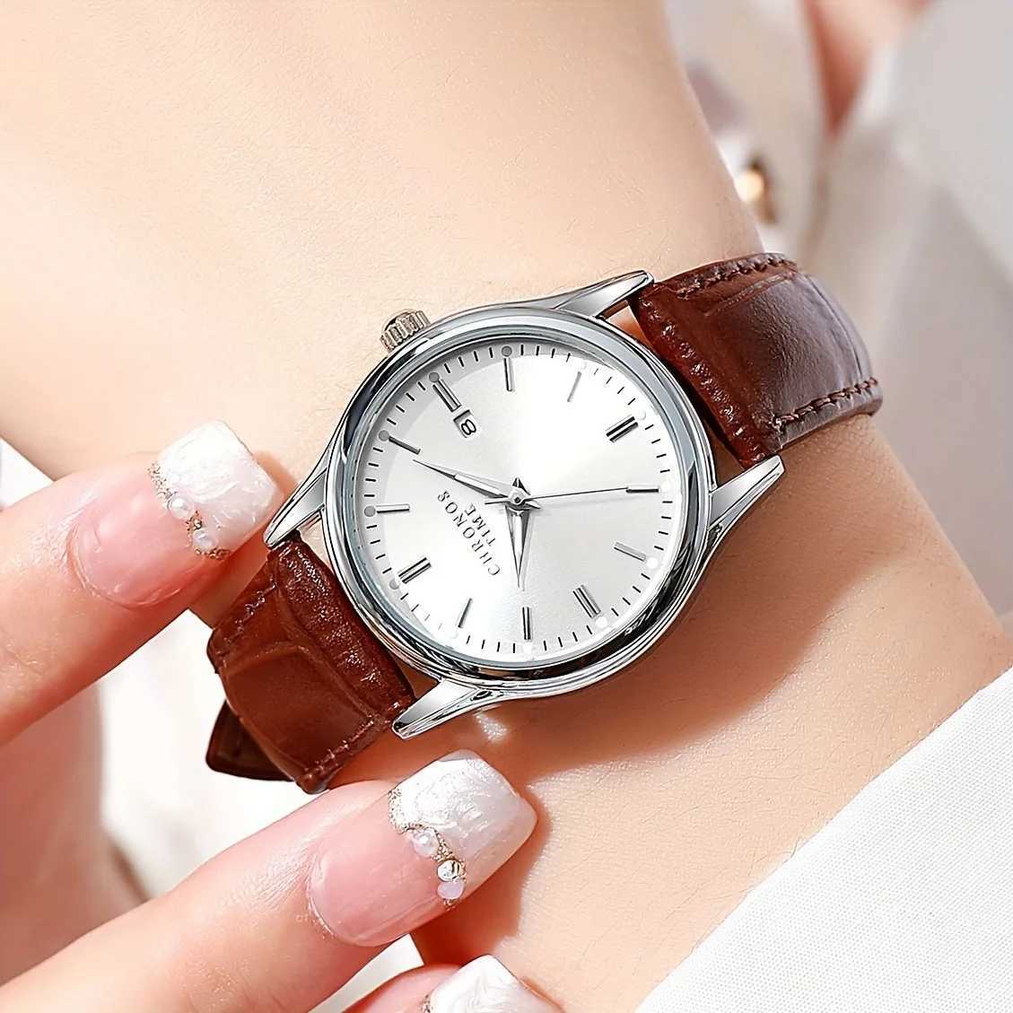 CHRONOS Womens Fashion Elegant Leather Str Calendar Quartz es for Daily Work Travel Tren Womens StudentXJ251021
