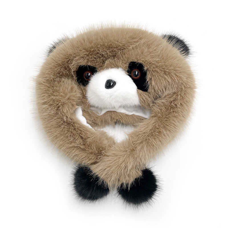 Winter Doublelayer Thickened Panda Plush Hat Adult Ear Protection Hat Imitation Fox Fur Coldproof Warm Feng Hat for Women H251020