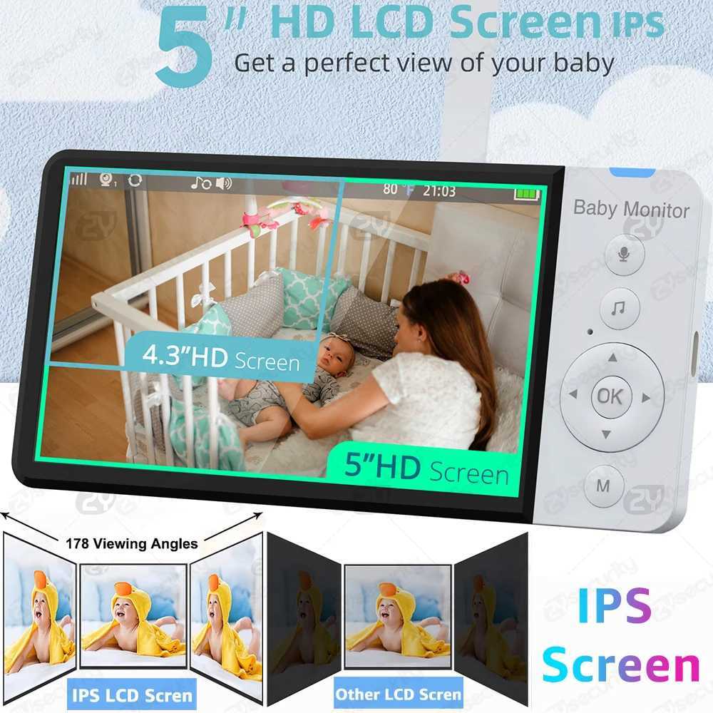 5IPS Screen PanTiltZoom Camera Video Baby Monitor with 30Hour Battery 2Way Talk Night Vision Temperature Lullabies SD Card J251121