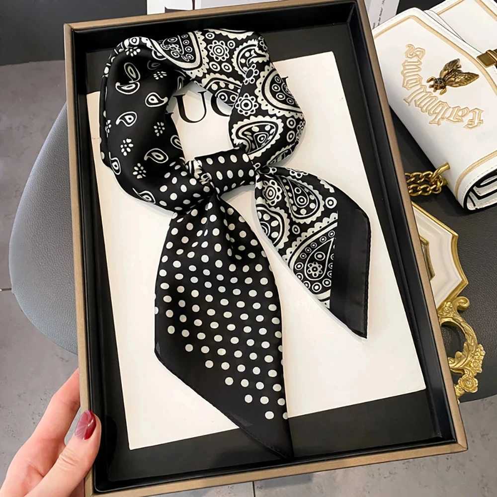 Luxury Polka Dot Paisy Print Square Scarf Black White Thin Decorative Neck Scarf Haiands Sunscreen scarf For WenW251021