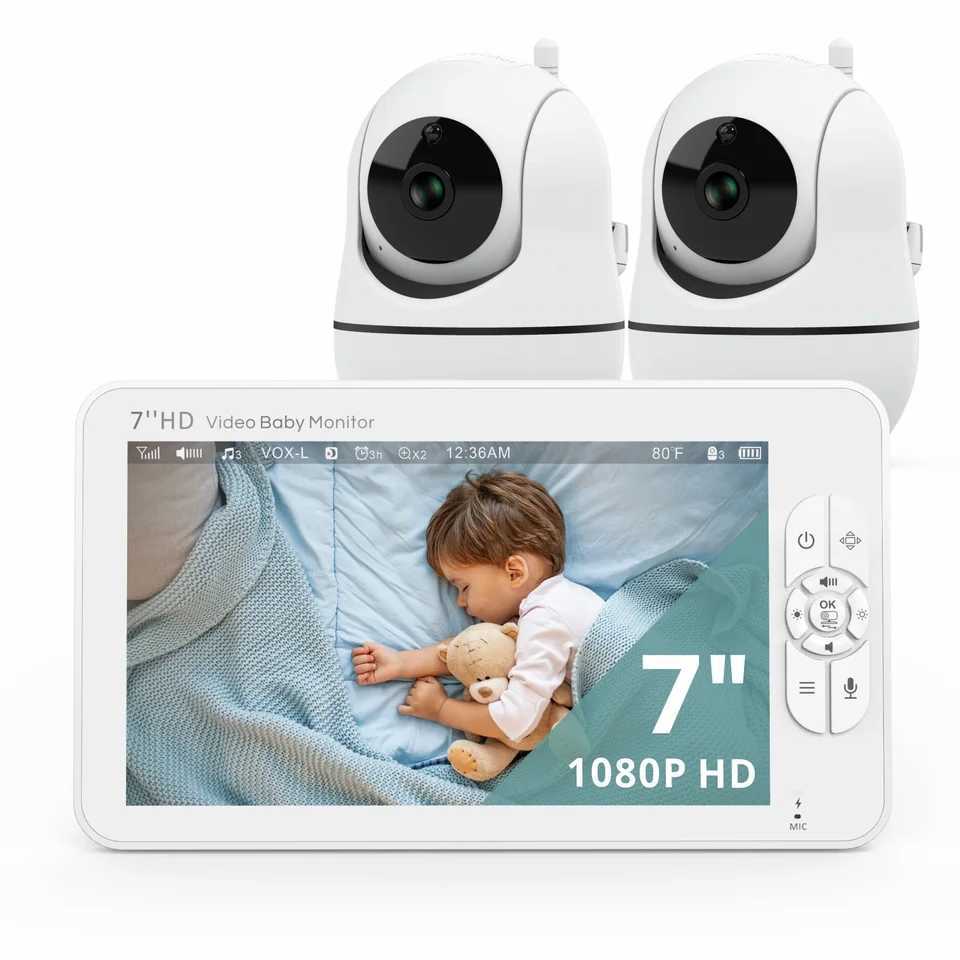 Babystar 7 HD Split Screen Video Baby Monitor No WiFi Baby Camera Monitor Hack Proof Remote ZoomPanTilt 4000mAh Battery J251121