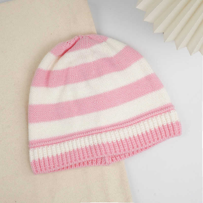 Striped Knitted Hat Style Versatile Wool Hat Warm Ear Protection Hat Hip Hop Color Block Hat H251020