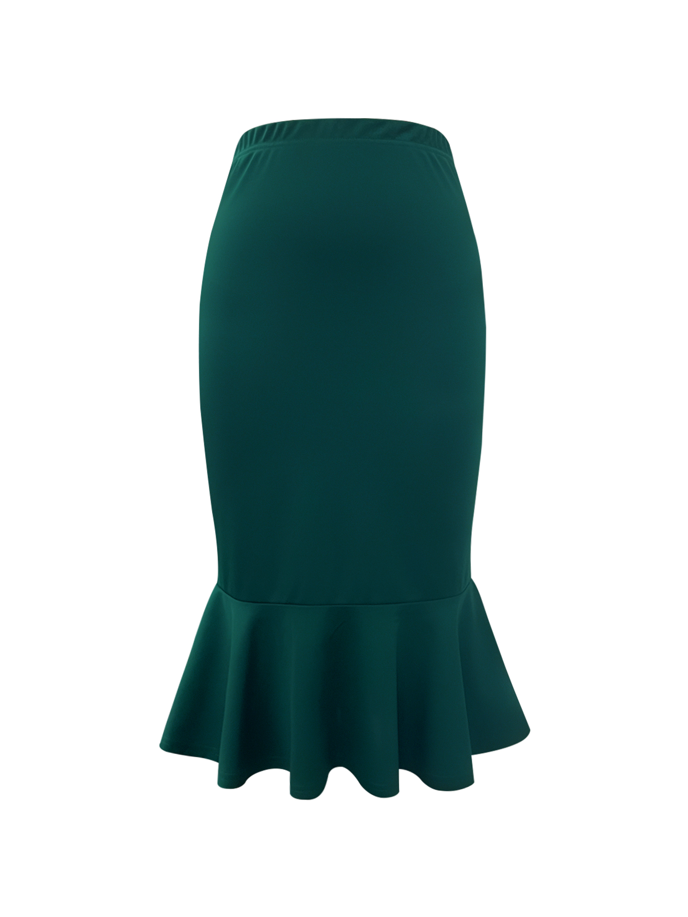 Women's Summer Solid Color Commute Versatile Office Elegant Casual Midi Skirt, Milk Silk Skirt (S-XXL, Green)-CF52311