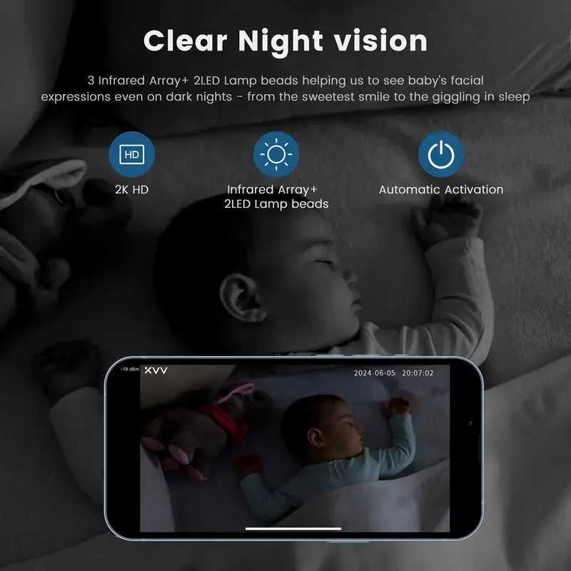 4MP WiFi indoor highdefinition crying detection Video baby monitor fullcolor night vision 360 degree rotating network camera J251121