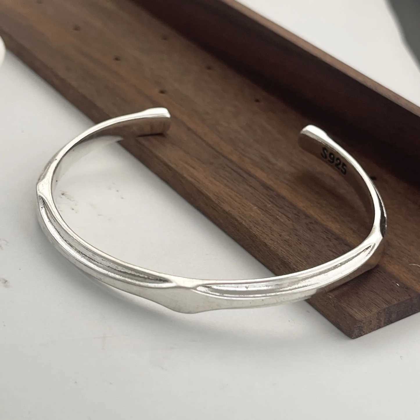 100 Solid 925 Sterling Silver Retro Bracelet for Women Men Vintage Handmade Narrow Simple Bracelet Birthday Gift J251021