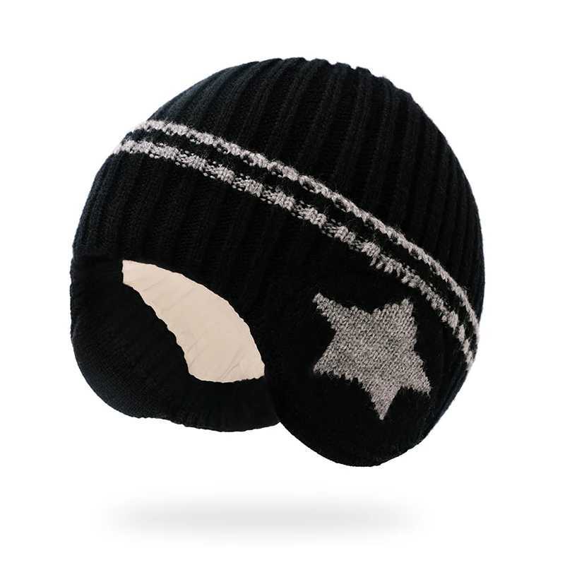 A winter plush embroidered hat for children aged 3 to 12 to warm their ears J251021