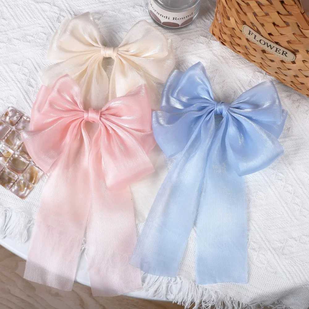 RAINBOW BOWS 1Pcs Cream Colored Bow Hair Clip Super Fairy Back Head Clips Elegant Women Ponytail Fahion Hair AccessoriesW254021