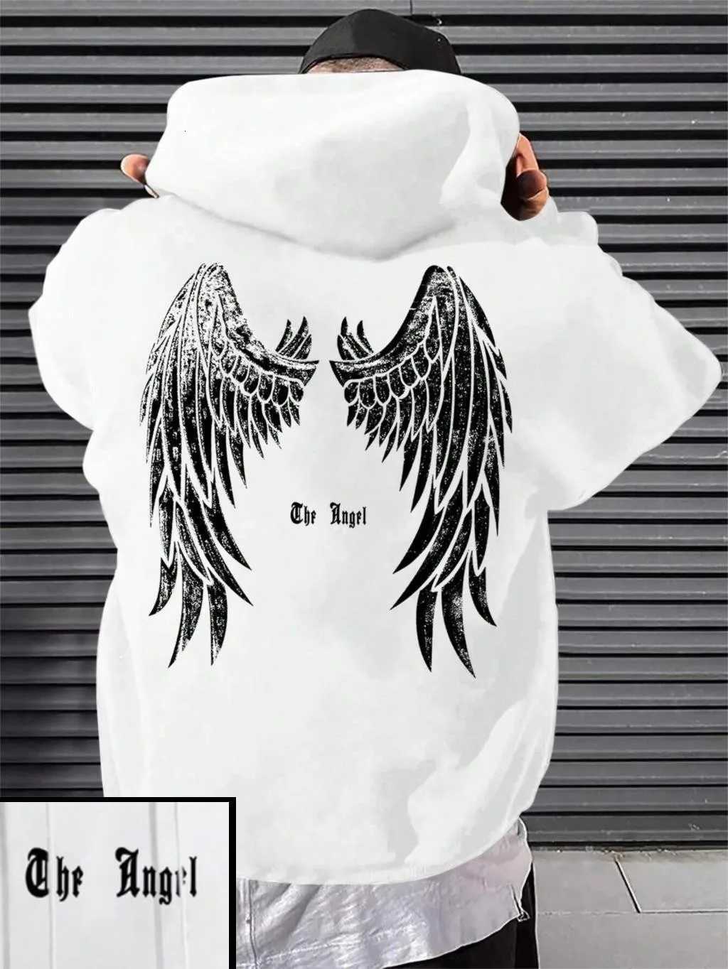 Fashionable Summer Mens Angel Wing Printed Comfortable Breathable Hoodie Outdoor Street Style Hoodie W251021