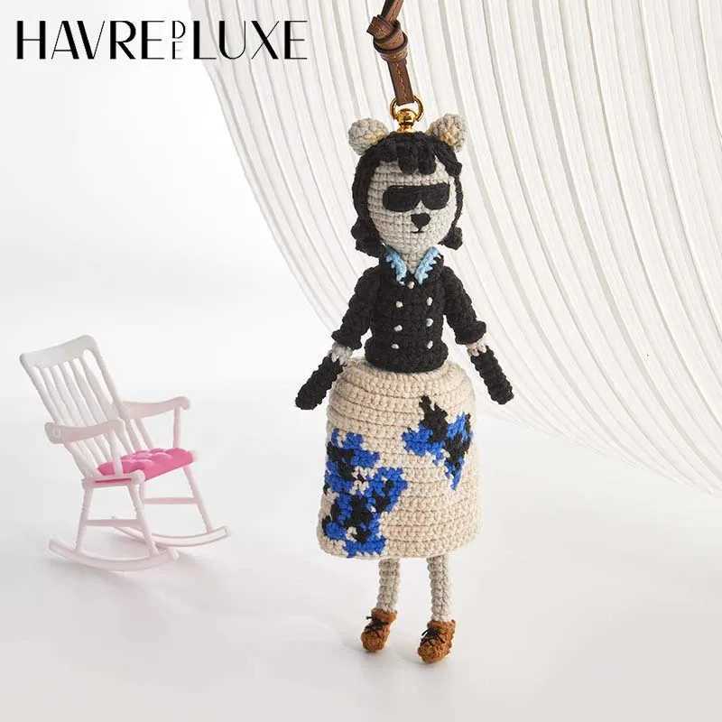 Woven cute doll bag charm knitted humanoid bag pendant womens bag keychain car pendant backpack decoration bag accessories J251121
