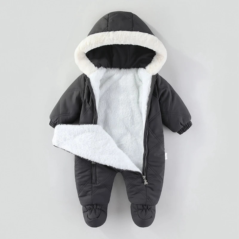 born Baby Girl Jumpsuit Autumn and Winter Romper With Gloves Warm Infant Snowsuit Thicken Cartoon Ski Suit Coat 251018