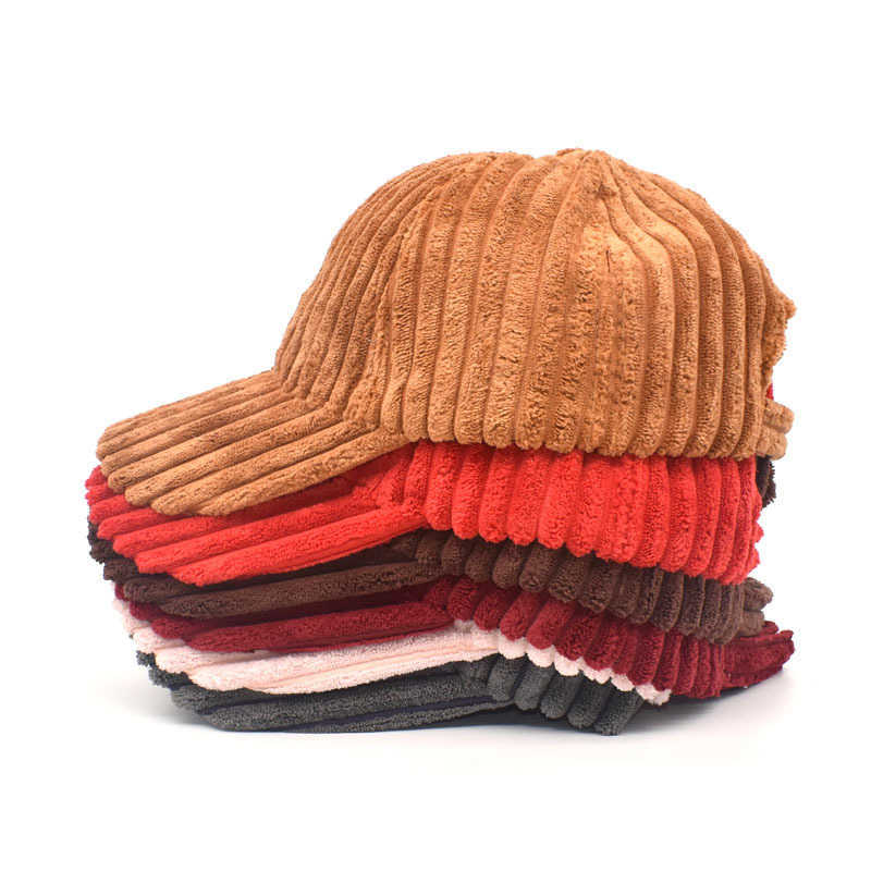 New Autumn Winter Hat Women Baseball Cap Striped Corduroy Street Casual Duckbill Cap Trendy H251020