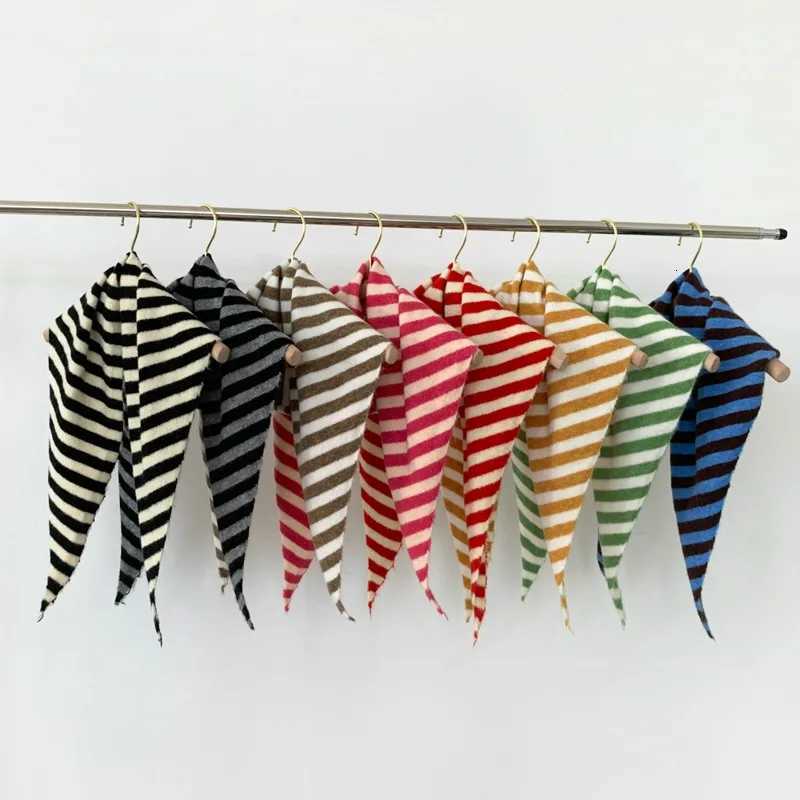 New Women Wool Scarf Shawl Winter Warm Soft Knitted Striped Triangle Fashion Brand Bandana Lady Wool Scarves W251021