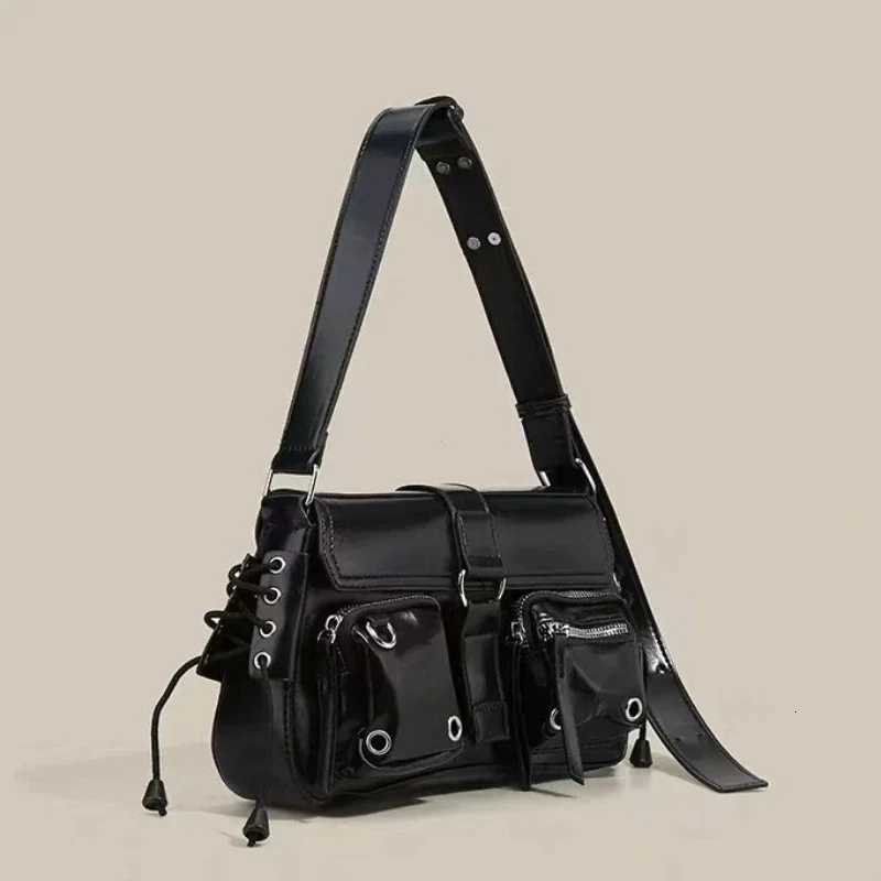 Y2K Korean Women Harajuku Vintage Gothic Black Hand Bag Aesthetic Elegant Punk Wallet Purse Handbags Shoulder Trend Tote BagsXJ251021