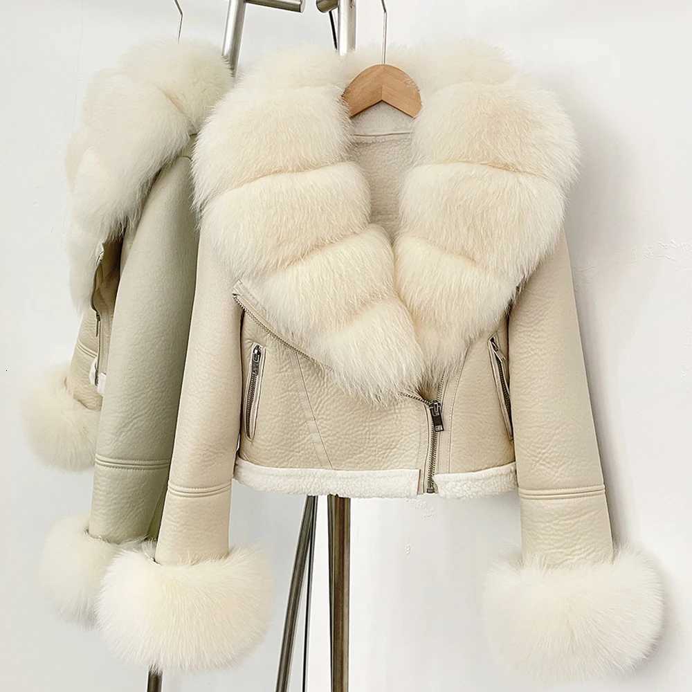 Fur Coat Winter Warm Real Fur Cuffs Clothes Women Short Faux Leather FAKe Fur Inner Jacket Thick Reality Fur Jacket Female1 Y251105