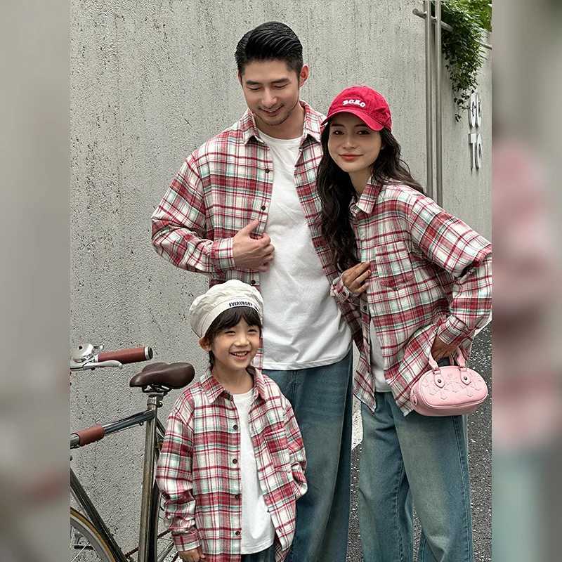 Family Daily Wear Shirt Costume Parents and Children Family Look Long Sleeve Plaid Blouse 2025 Causal Family Matching Outfits L251021IAE1