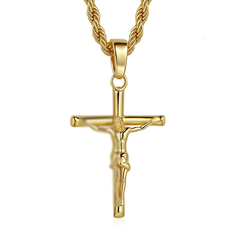 Necklace Gold Plated Non-Fading Personalized High-End Cross Pendant for Men