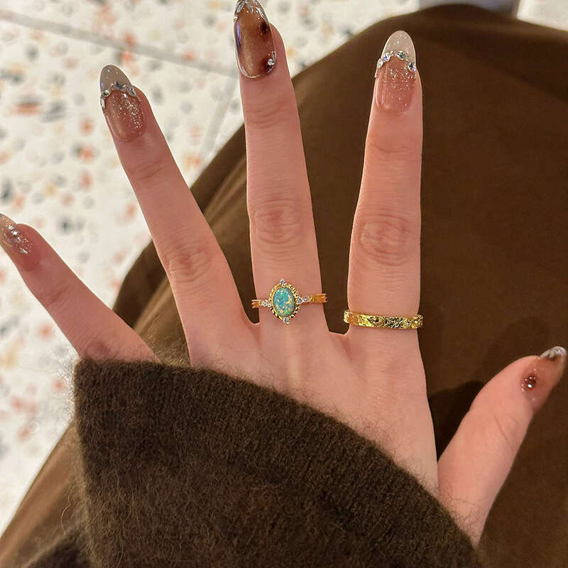 New Blue Sapphire Designer Opal Ring Fashion Trendy High-Value Design Design Elegant Luxury Versatile