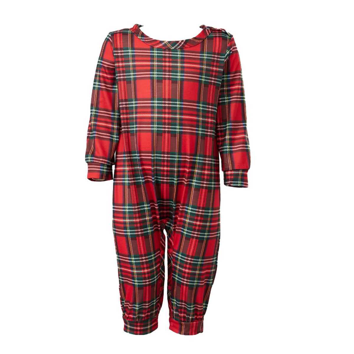 Family Christmas Pajamas Matching Sets Adult And Kids Xmas Red Plaid Button Shirts TopsPants Baby Romper Loungewear Pyjamas L251021THTF