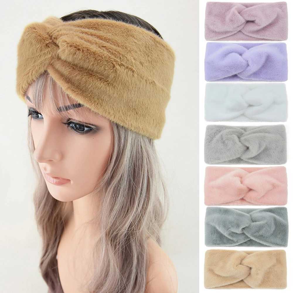 New Women Girls Solid Color Hair Bands Knitted Wool Headbands Vintage Cross Turban Bandage Ear Warmer Hairbands Hair AccessoriesW254021