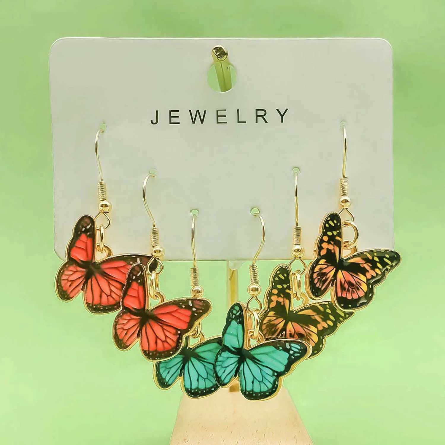 3pairs Fashion Enamel Colorful Butterfly Design Drop Earrings Jewelry Gifts For Women And Girls J251021