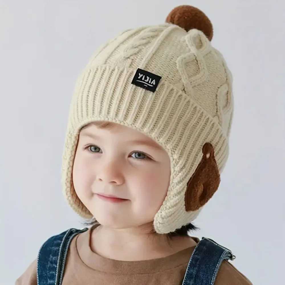 Boys and Gilrs Winter Hat Thick Warm Knit Beanie with Ear Flaps Stretchy Fit for Outdoor Activities J251021