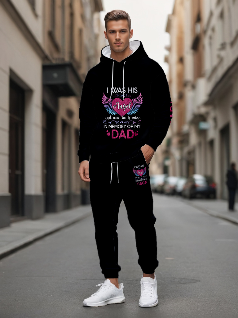 Men's Ankle-Length Knitted Hoodie Casual Outdoor Polyester Sweatshirt Gradient Color Print with Adjustable Drawstring - LMWY00169