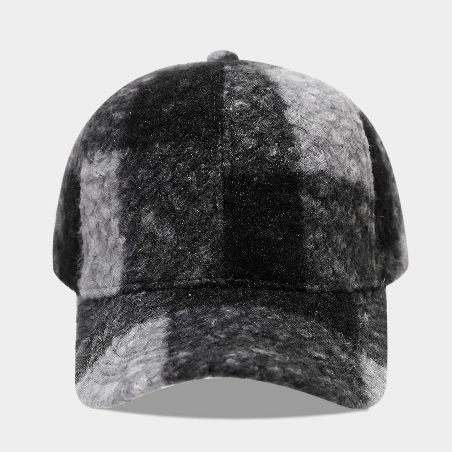 Autumn Winter New Classic Color Block Plaid Versatile Baseball Cap Thickened Warm Comfortable Windproof Slimming Duckbill Cap H251020