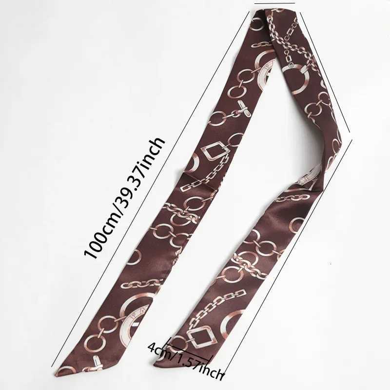 Women Print Flower Small Scarf Handle Bag Ribbons Fashion Head Scarf Small Long Skinny Scarves Headbands Tie Accessories W251021