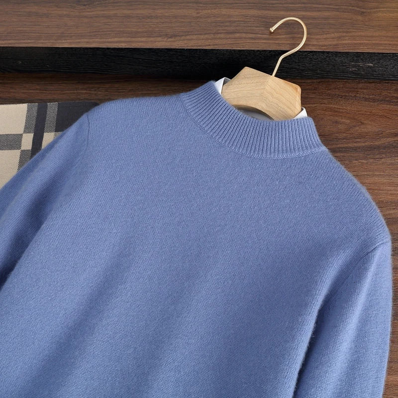 High Quality Autumn Winter Men 100 Cashmere Sweater Simple Classic Half High Neck Man Pullover Shirt Knit Thick Warm Tops 251020