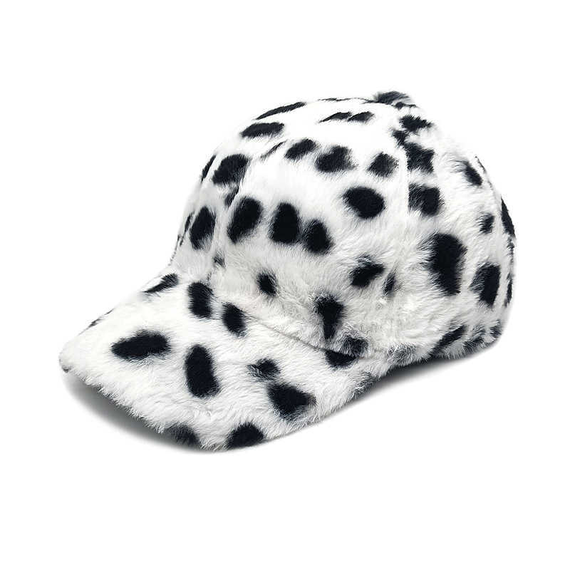 Winter New Leopard Print Baseball Cap Warm Plush Hat Womens Fashion Duckbill Cap Outdoor Versatile Sun Hat H251020
