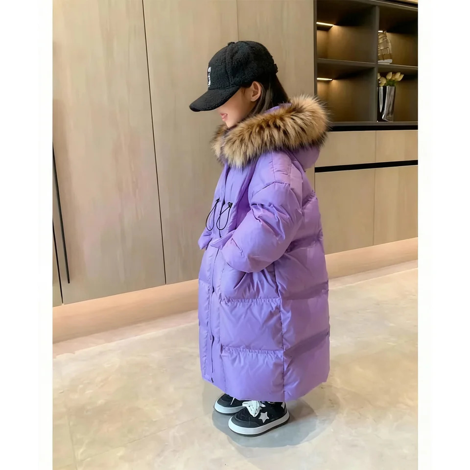 Winter Clothing For Girls Down Jacket Overknee Length Child Hooded Cotton Coat Kids Waterproof Heat Parka XMP456 251017