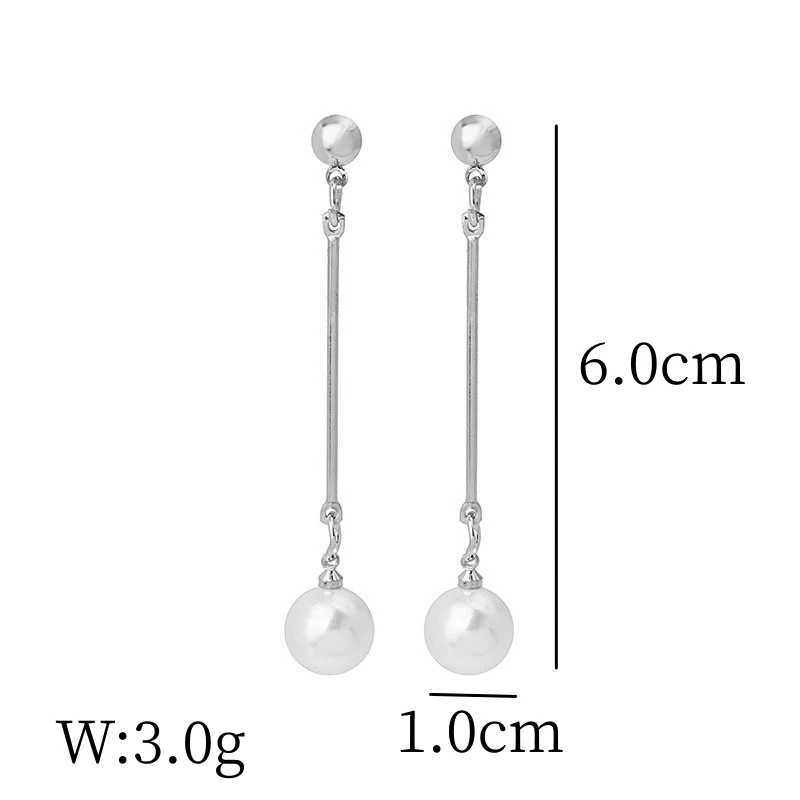 Korean Metal Bar Tassel Long Imitation Pearl Drop Earrings for Women Simple Ear Jewelry Trend Creative Accessories J251021
