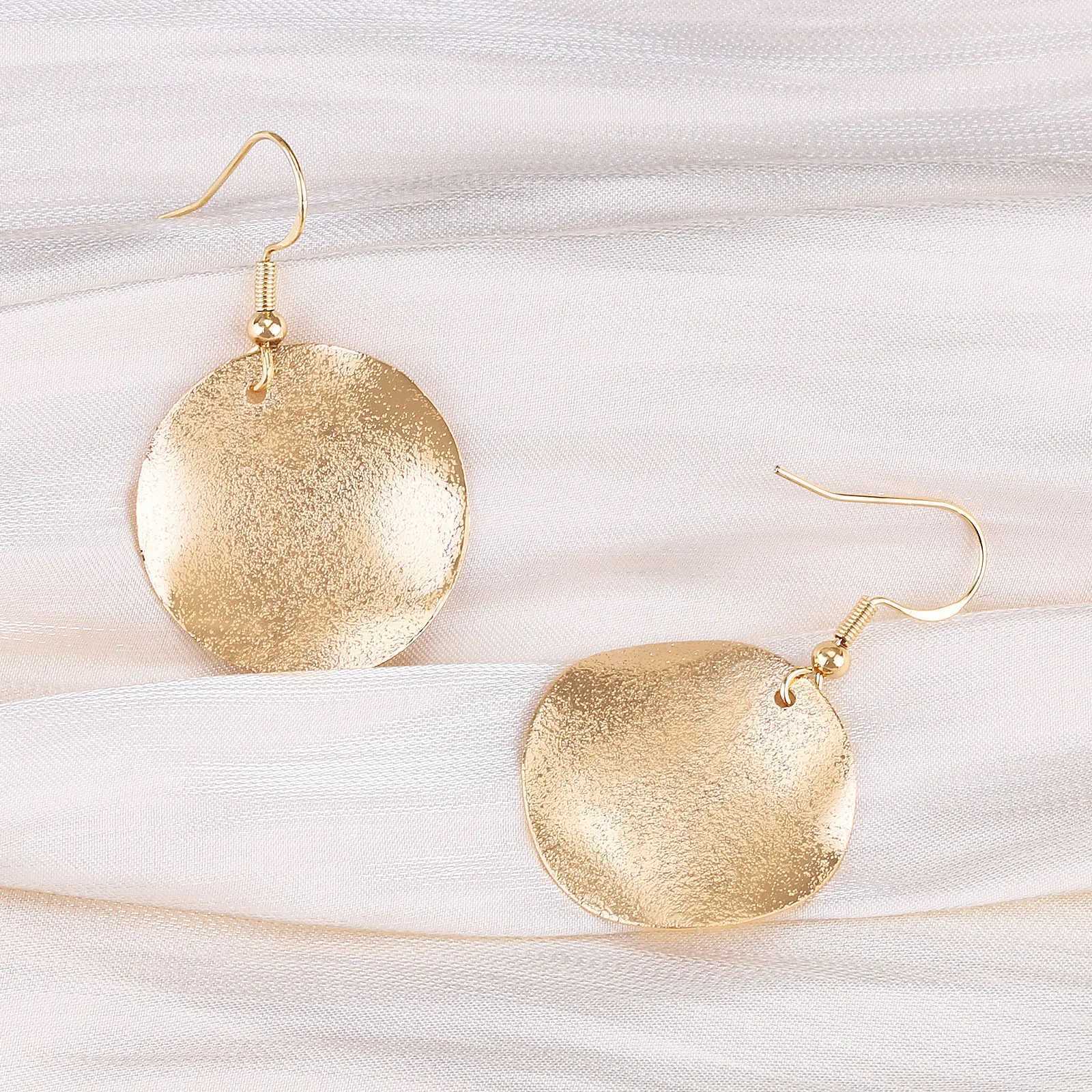 FTCY Irregular Round Drop Earrings for Women Simple Curved Frosted Allergy Resistant Piercing Earrings Jewelry J251021