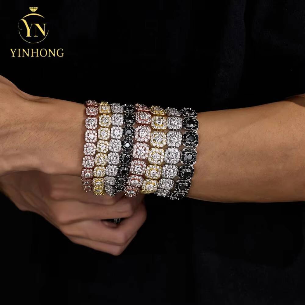 Fine Jewelry Iced Out Silver 925 Moissanite Pass Diamond Test Bracelets 18k Gold Plated Fine Jewelry