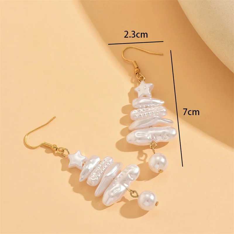 Trendy Pearl Christmas Tree Earrings Dangle For Women Irregular Imitation Pearl Tassel Earrings Hook Wedding Party Jewelry J251021