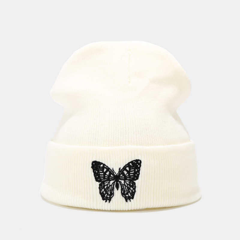 Autumn and Winter New Butterfly Embroidery Knitted Hat Pullover Hat Outdoor Versatile Warm Wool Hat H251020