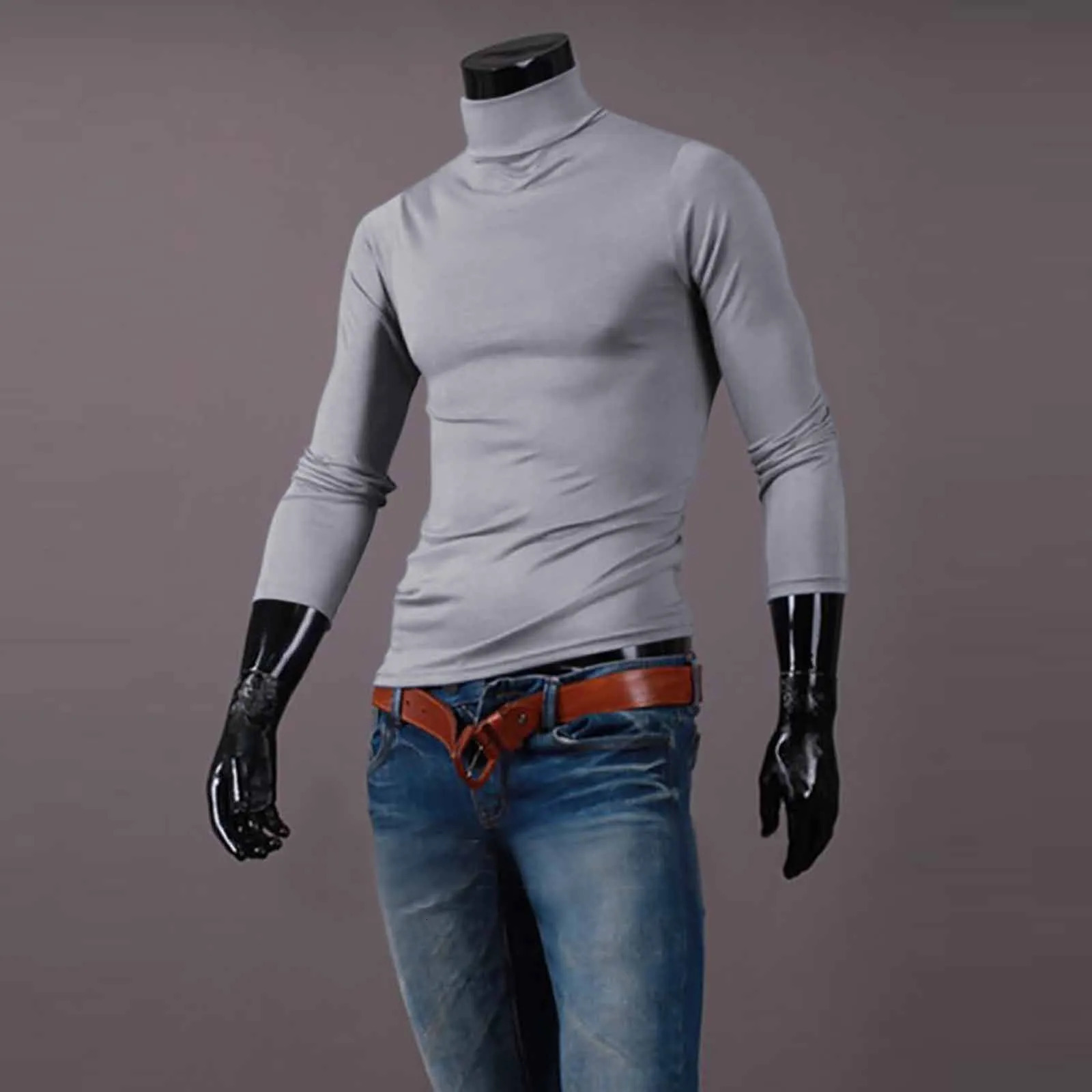Mens handsome half turtleneck bottom shirt gentle and comfortable suitable for autumn winter senior undershirt 251021