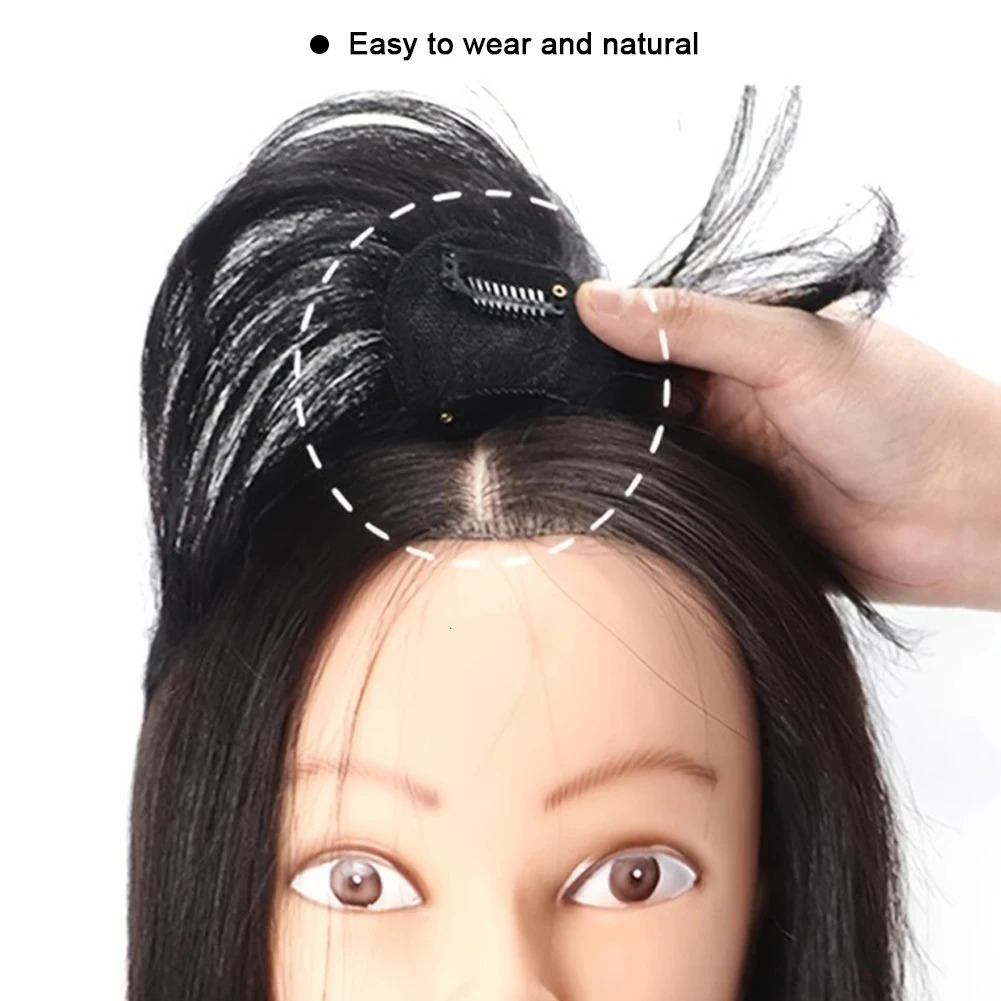 Mini Thin Air Blunt Light Bangs Human Hair Bangs with Temples Headband Handmade Natural Clip on Bangs Hairpiece 251014