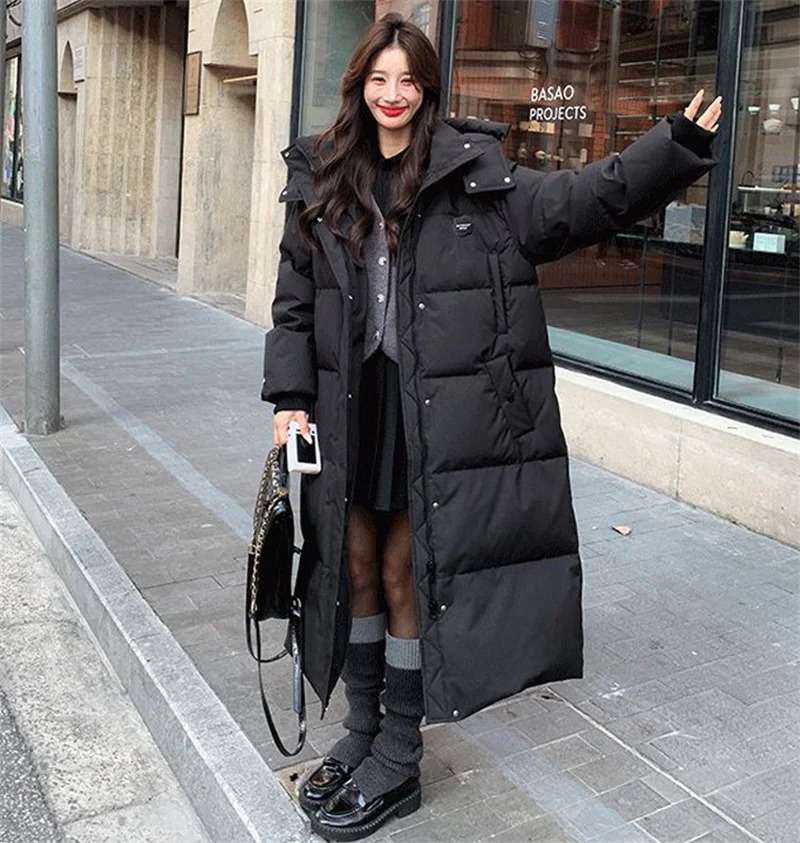 ZAROY 2026 Winter Women Long Parkas Loose Hooded Jackets Warm Thick Windproof Waterproof Padded Coat Casual Ski Outerwear 251013