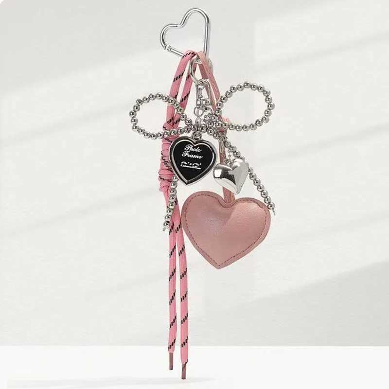 Womens Bag Pendants Korean Cute Beaded Leather Heart Kawaii Bow Sweet Bag Charms Multifunctional Highquality Keychain For Girl J251121