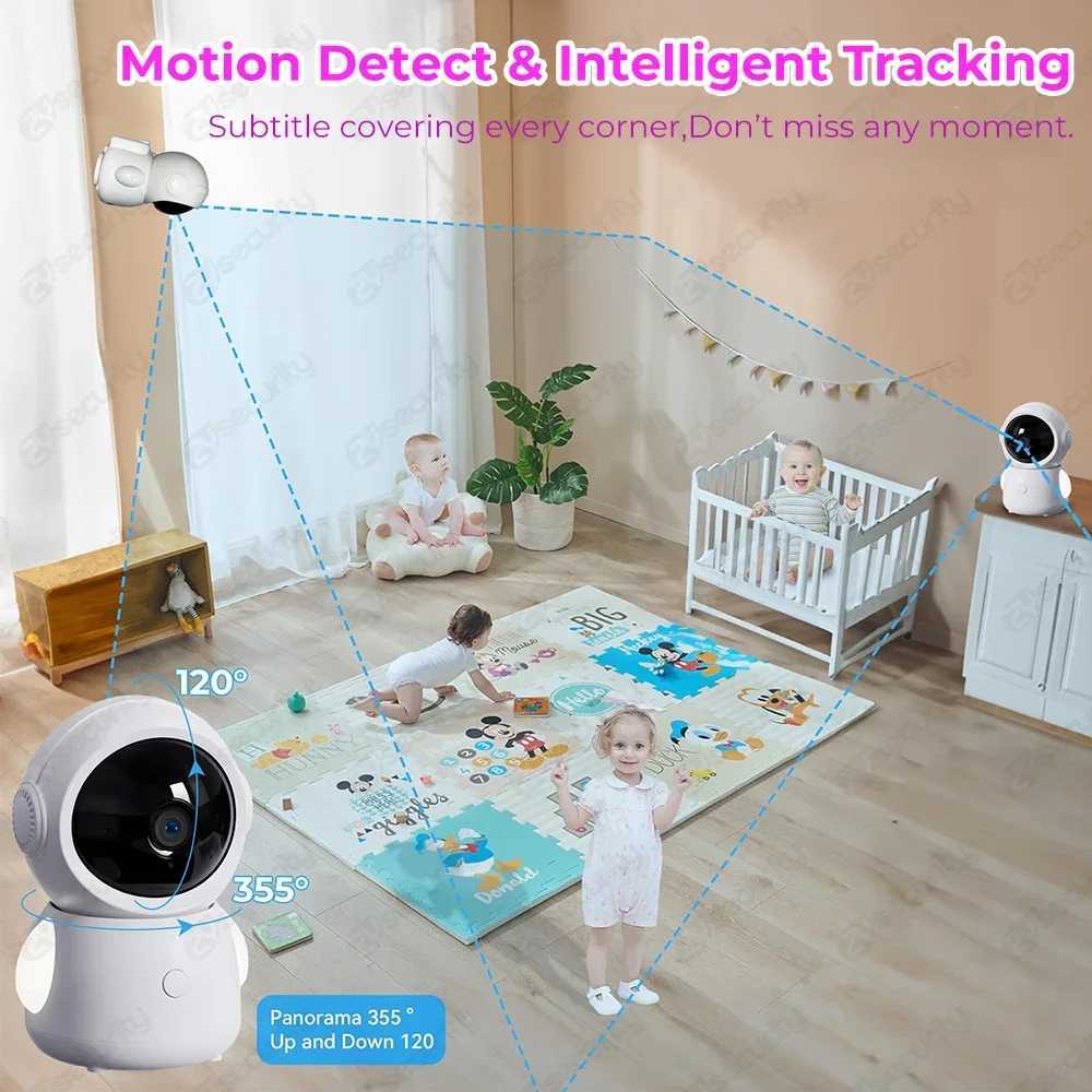 2K 3MP WiFi Baby Monitor with Two Camera SplitScreen Baby Phone via APP Control 43 IPS Screen Auto Tracking PTZ Baby Camera J251121