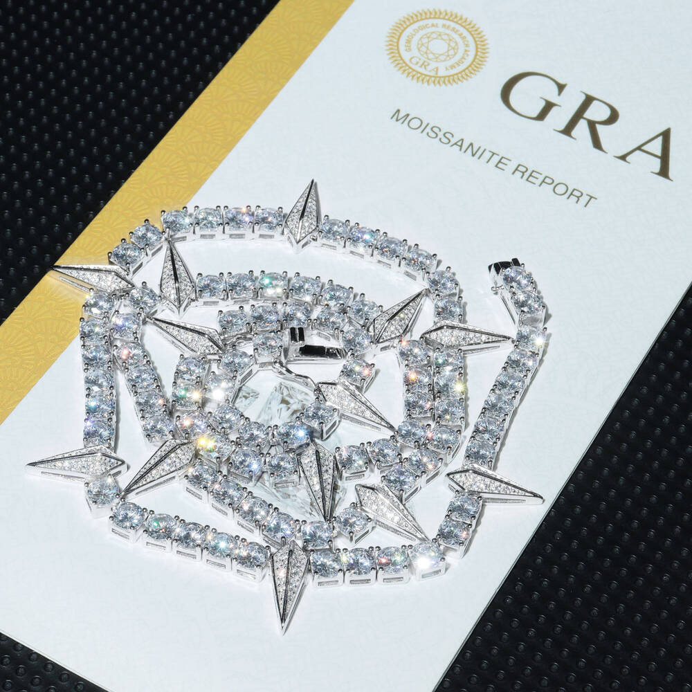 Pop Star Style 5mm Cuban Link Chain Black Panther Style Hiphop Vvs d Color Moissanite 925 Silver Necklace Hiphop Jewelry