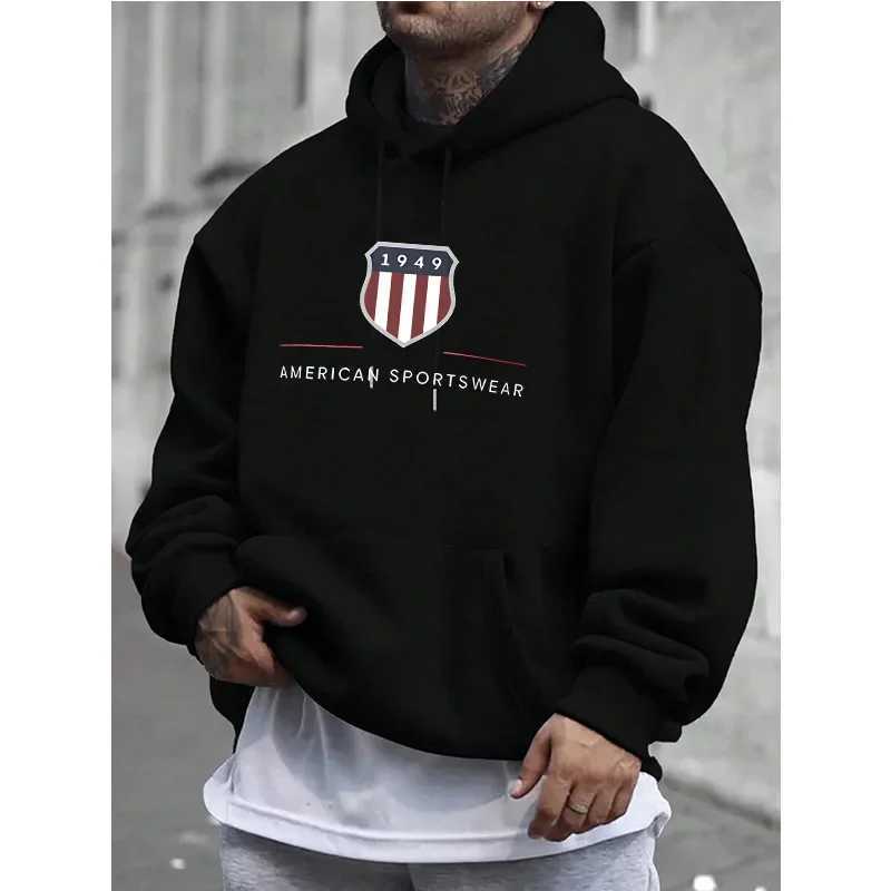 2025 Mens Hoodie Warm Mens Sweatshirt Fashion Street Casual Mens Loose Cool 1949 Printed Pullover Hoodie W251021