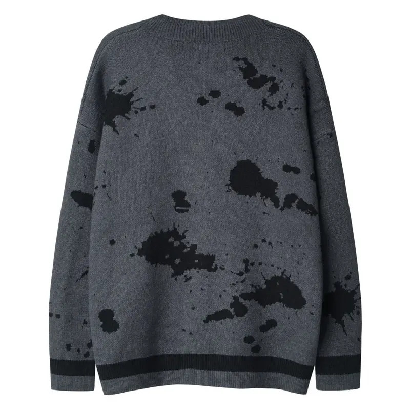 Vintage Gray Cardigan Sweater Coat Y2K Grunge Knitted Punk Gothic Jumpers Streetwear Men Hip Hop Harajuku Casual VNeck Sweaters 251020