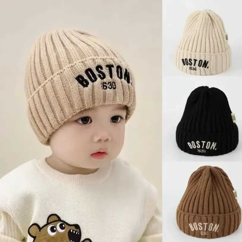 Winter Baby Hat Fashion Letter Pattern Knit Beanie Warm Cap for Infant Newborn Cold Weather Beanie Kid Accessories J251021