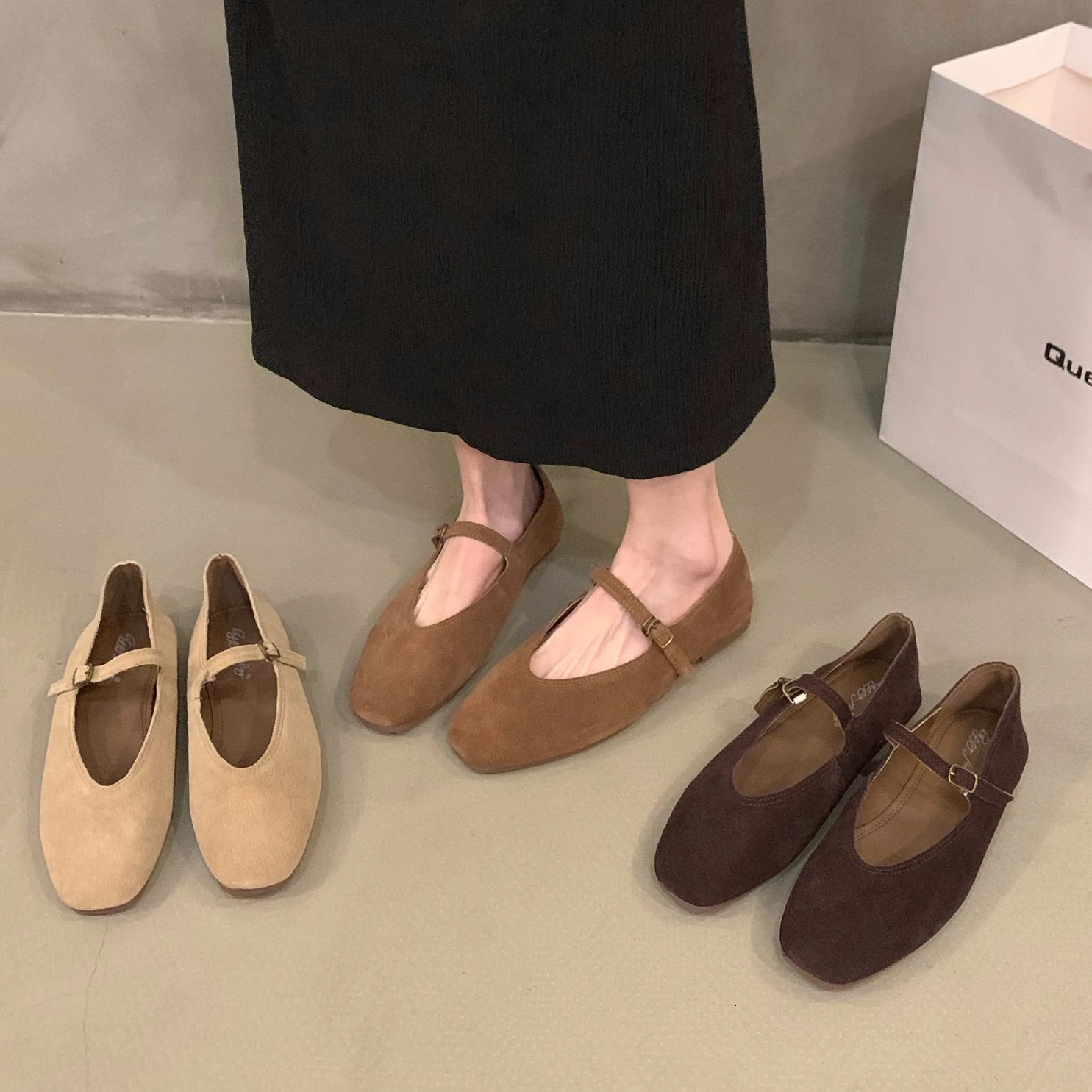 Autumn Fashion Flat Ballet Shoes Women Shallow Ballet Leather Round Toe Female Ballerina Soft Moccasin Mary Janes Big Size 251021