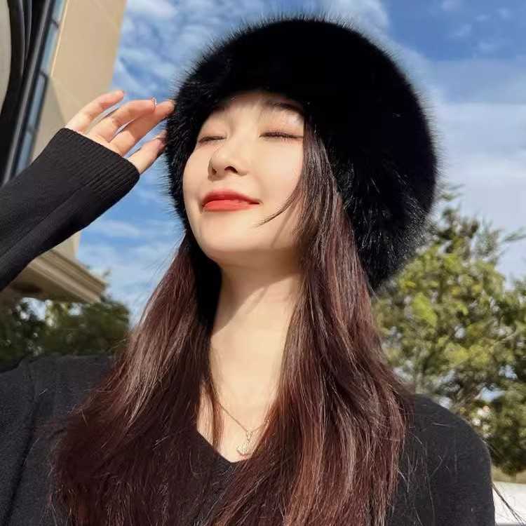 New Winter Hat Imitation Fur Fox Fur Plush Bucket Hat Thickened Warm Ear Protection Fairy Hat H251020