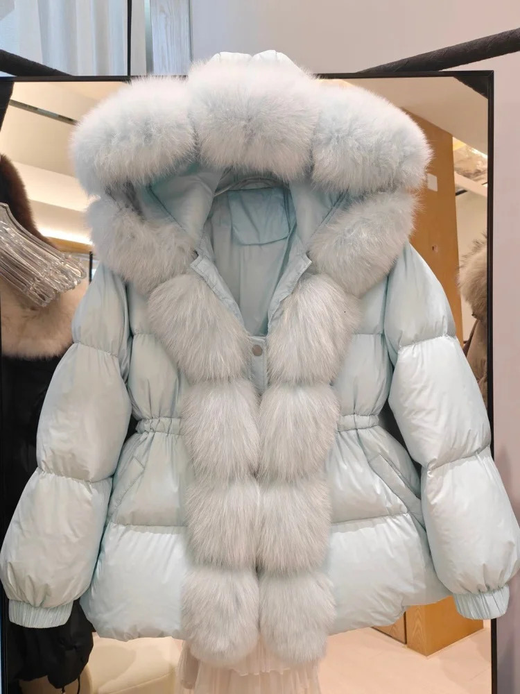 Winter Womens Fashion Casual Fleece Lined Thick Warm Duck down Jacket High Quality Fox Fur Collar Goose Feather Outerwear 251017