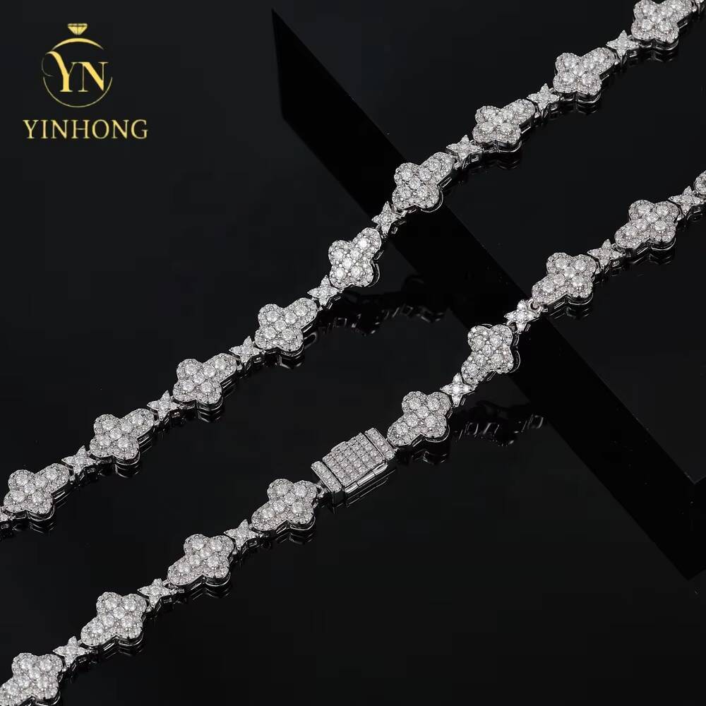 Iced Out 925 Sterling Silver Moissanite Cross Shape 925 Sterling Silver Moissanite Tennis Chain