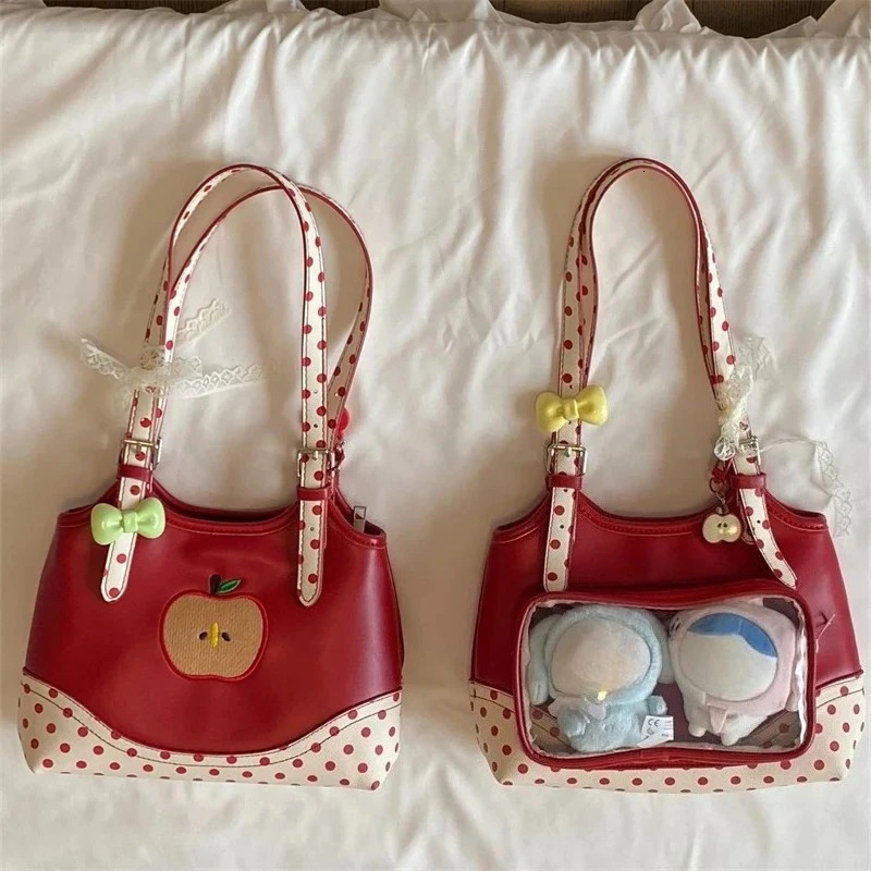 Sweet Transparent Ita Bags for Woman Dot Print Apple Shoulder Bag Underarm Bolso Beautiful Sac Femme Practical Bolsos De Mujer 251021